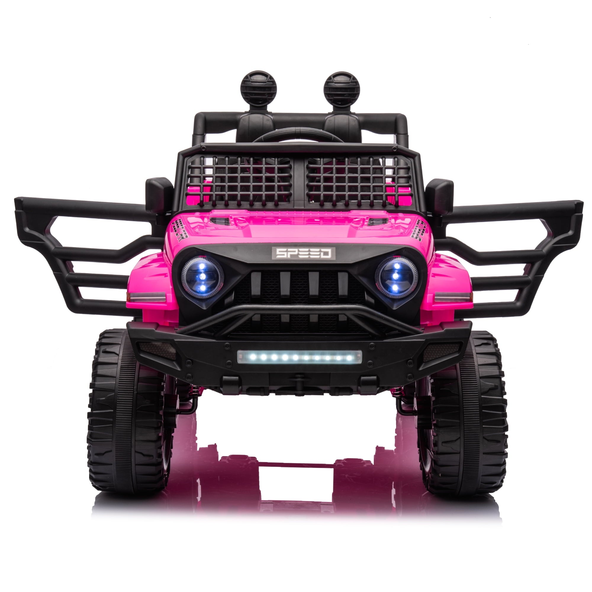 Track 7 Kids Ride on Truck, 12V Ride on Car with Remote Control, Kids Electric Car, Bluetooth, LED Lights, MP3, Pink