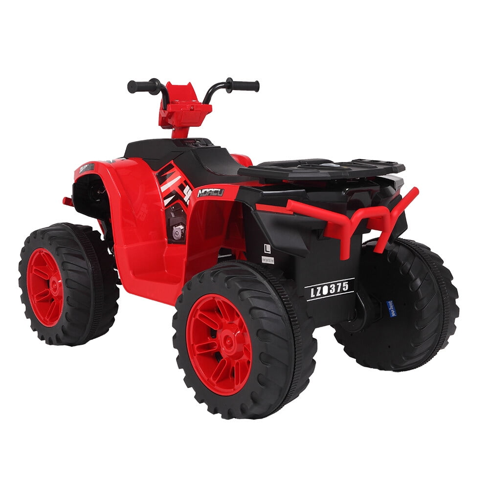 Track 7 12V All Terrain Vehicle, Dual Drive, 2 speed adjustable, with MP3 player, radio, USB port, Slow Start, Black & Red