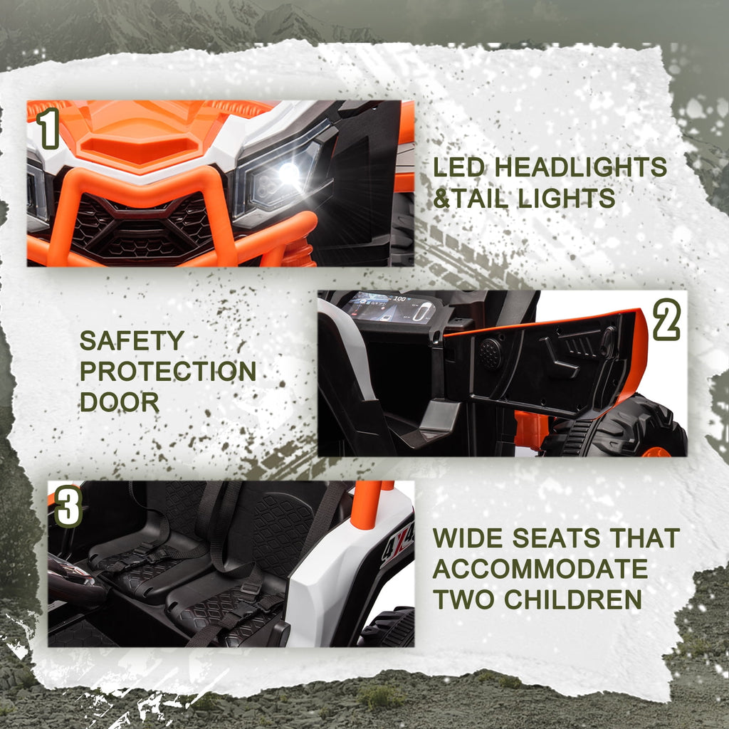 Track 7 24V Ride on UTV, 2-Seater Ride on Car with Remote Control, Music, 2 Speed, Key Start, 4x4 Ride on Off-Road Truck, Blue