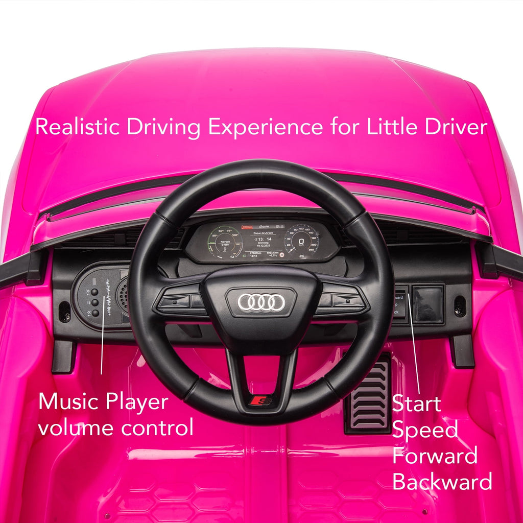 Track Seven Licensed Audi SQ8 Ride on Car with Remote Control, 12V Electric Car for Kids Age 3+, Music, Hanging Start, Speed Adjustment, LED Lights, Suspension, Power Display, Pink