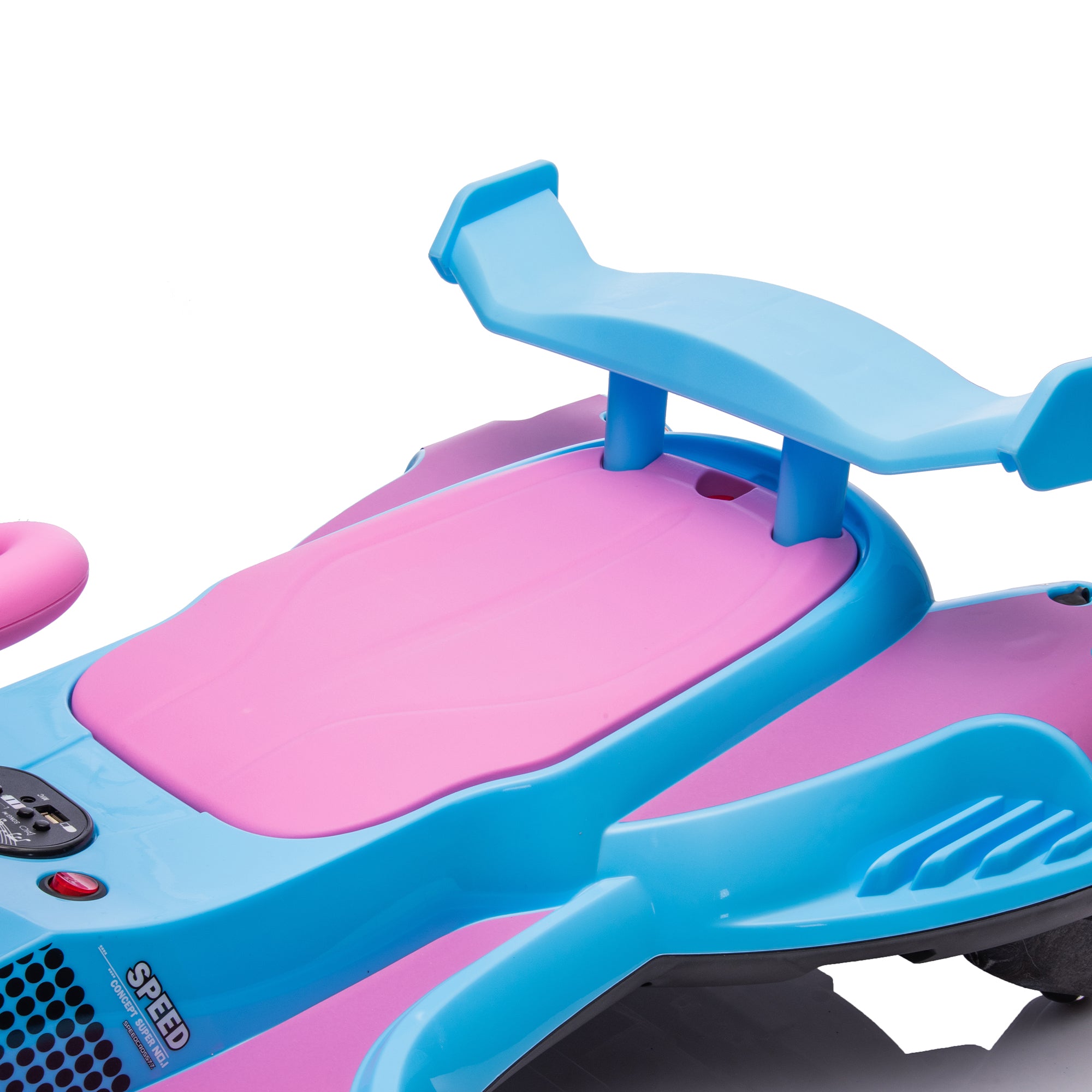 Track 7 12V Kids Electric Ride-On Toy with 360° Drift, Spray Function & LED Lights, Bluetooth/USB/MP3 Music, Up to 4.35 MPH, Easy Assembly for Ages 3+, Purple