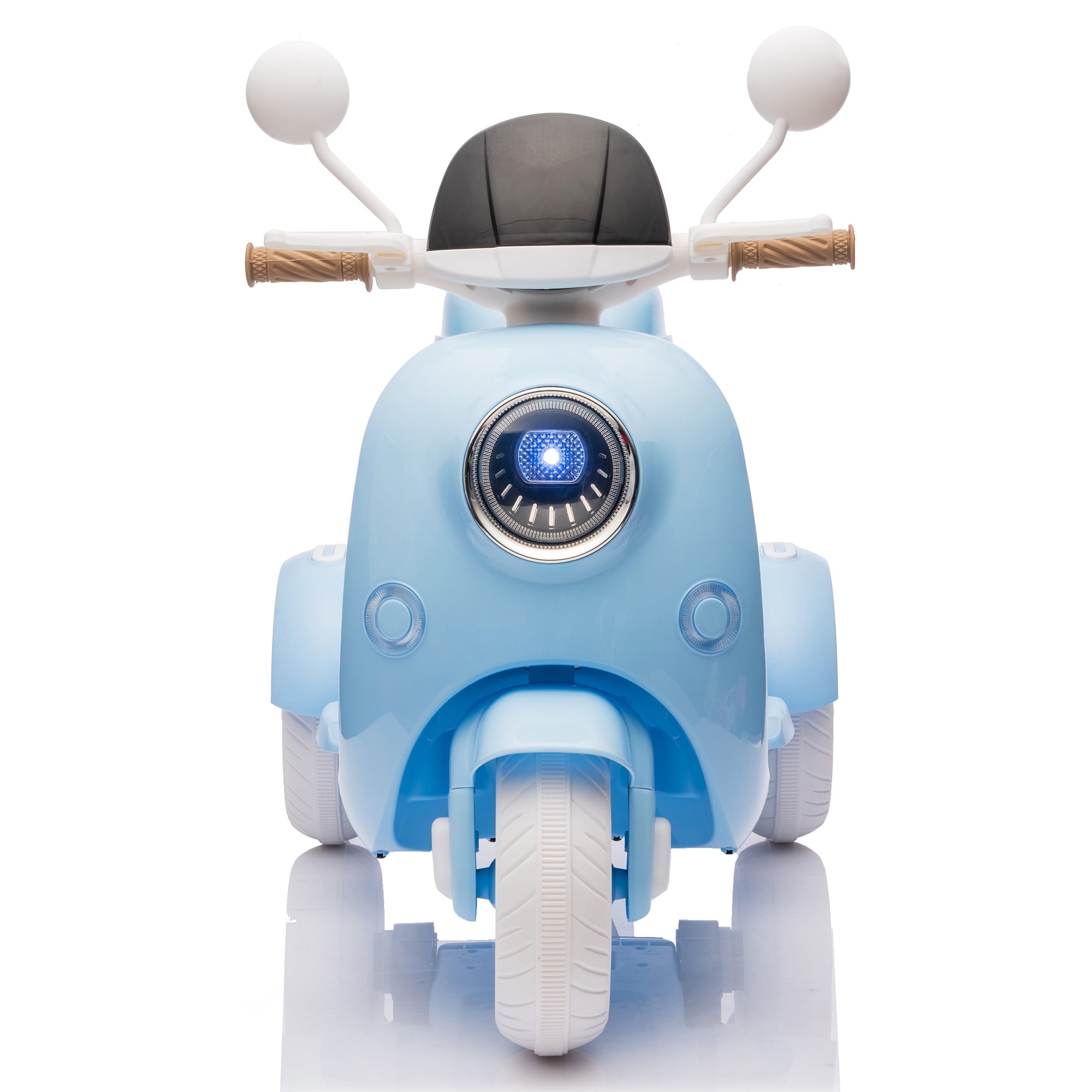Track Seven 12V Ride on Motorcycle, 2-Seater Electric Motorcycle with Dual Motor, 3 Wheels Motorbike with Bluetooth, LED Lights, Storage Box, Front Hook, Ride on Toy Car for Boys Girls Aged 3+, Blue
