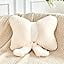 COOKCOK Bow Pillow, Soft Bow Decorative Throw Pillows with Faux Rabbit Fur, Cute 16" Bow Throw Pillows for Home Decor, Plush Pillow for Bedroom Sofa Couch, Pink