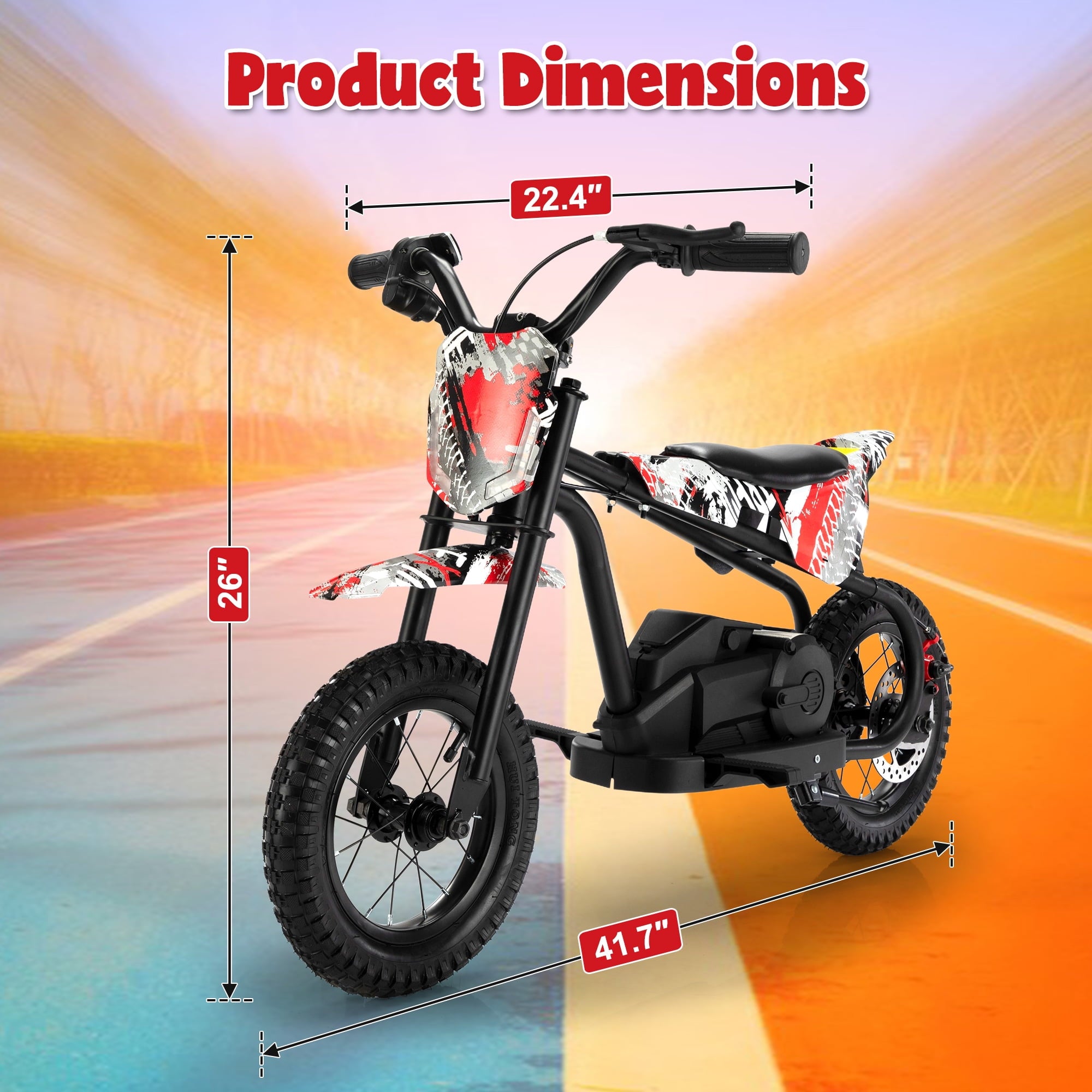 Track 7 24V Electric Dirt Bike, Kids Ride-On Motorcycle with LED Lights, Adjustable Speed, Rear Disc Brake, Power Display, Max Speed 13 mph, 24V Ride On Car Toy for Boys Girls Age 6+,Red