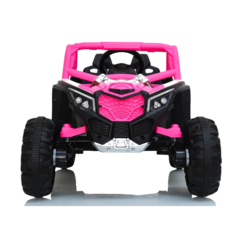 Track 7 12V Kids Electric UTV Car, Ride on Car with Remote Control, Manipulation Platform & LED Lights, Riding Toys for Boys & Girls Aged 3~6, Pink