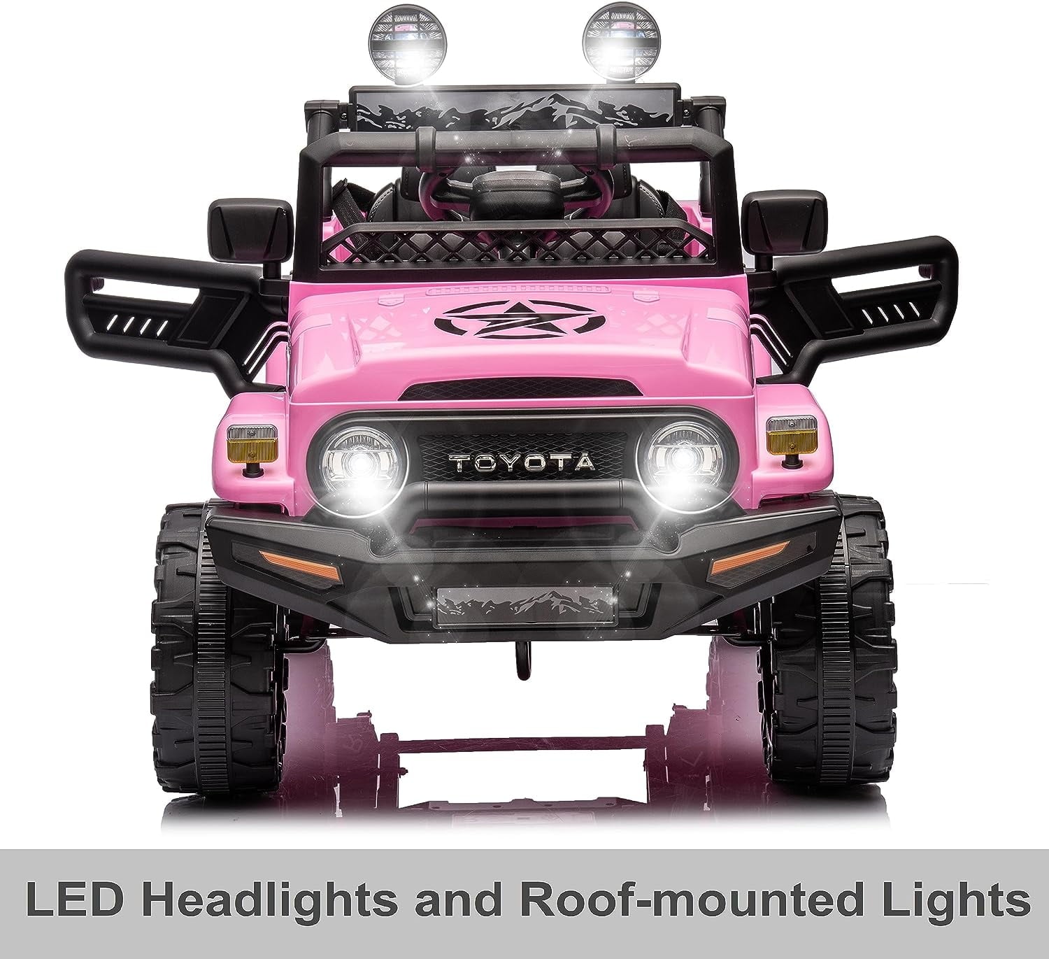 Track 7 Kids Ride on Truck, 12V Licensed Toyota FJ Cruiser Electric Car for Kids Age 3+, Ride on Car w/Remote Control, Power Display, Music, Pink