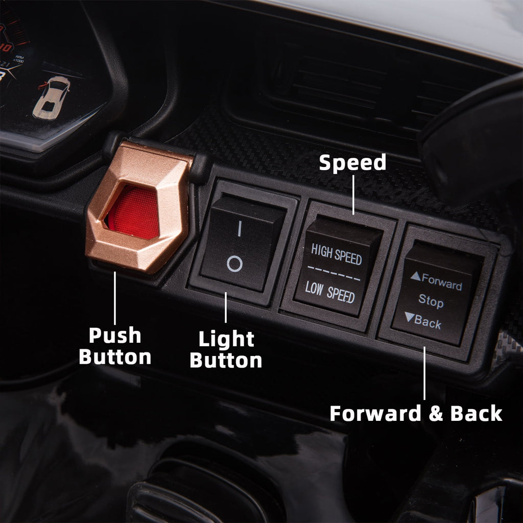 LISUEYNE Kids Ride on Car, 12V Lamborghini Sian Electric Car for Boys Girls, Remote Control, Black