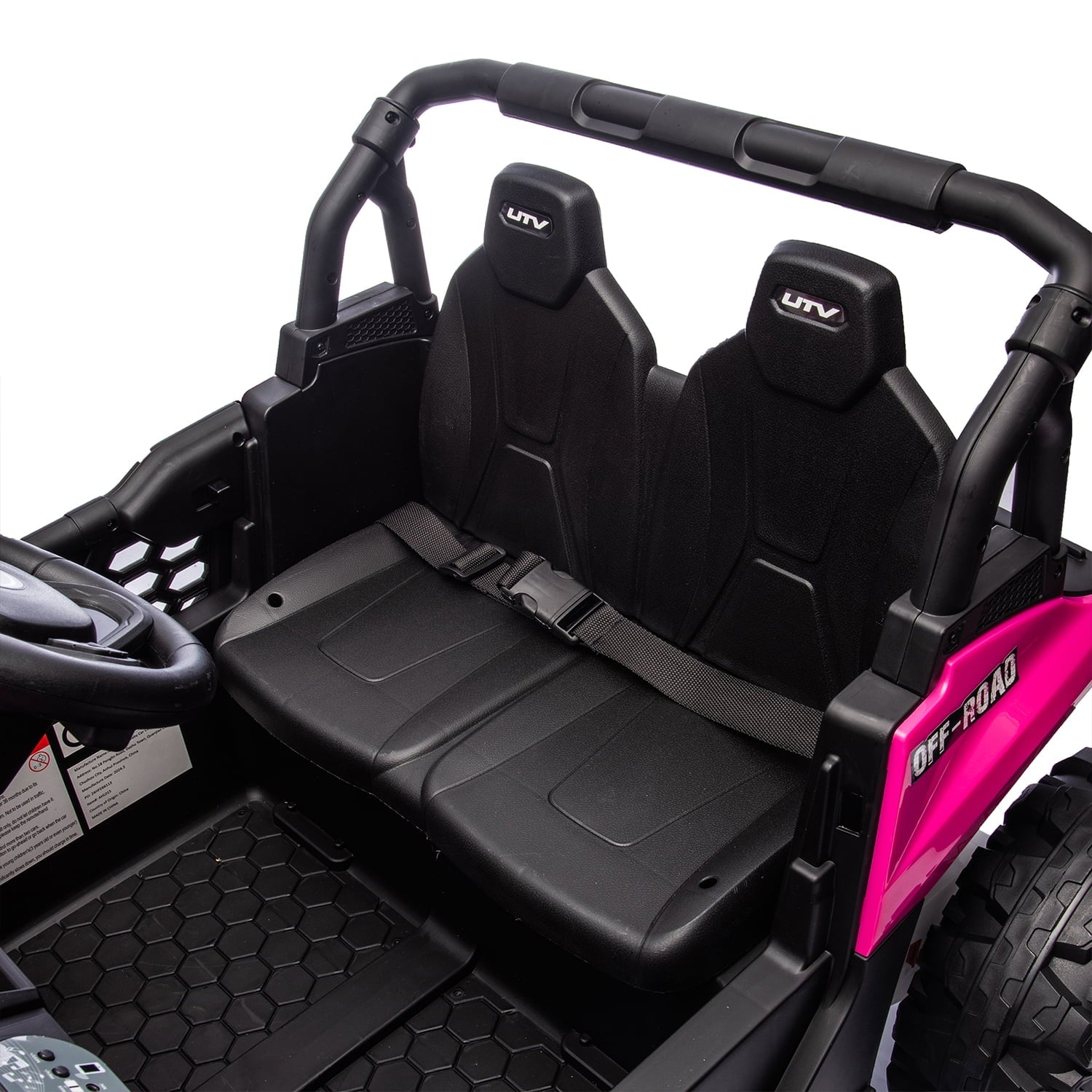 Track 7 24V Ride on UTV, Kids Ride on Car with Remote Control, Off-Road Electric UTV, 20" Large Seat, Bluetooth, LED Lights, Rear Storage, Early Education, Electric Car for Kids Age 3+, Pink