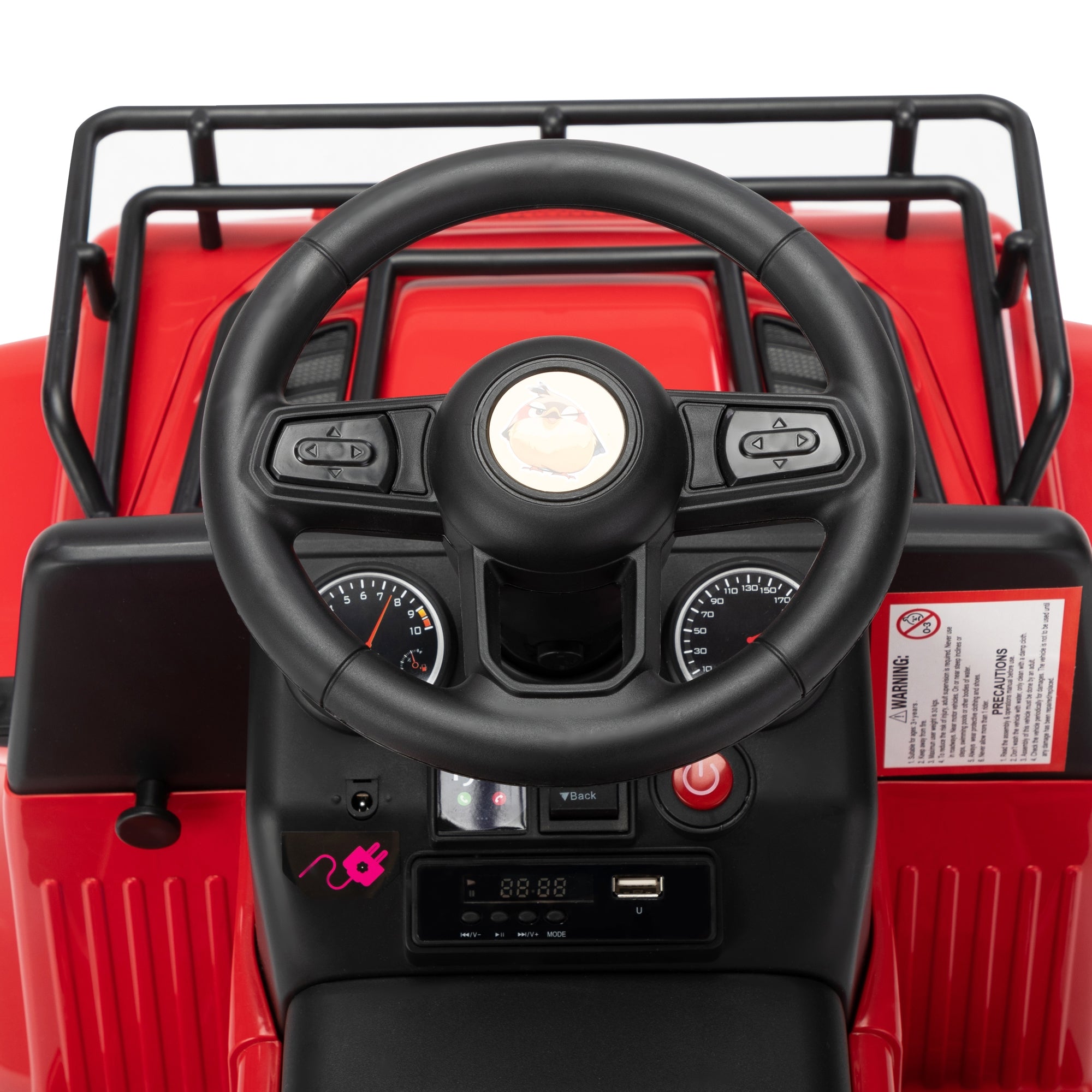 Track 7 6V Kids Ride on Truck Car, Electric Vehicles Battery Powered Cars for Toddlers with Spring Suspension, LED Lights, MP3, Bluetooth Off-Road Truck , Red