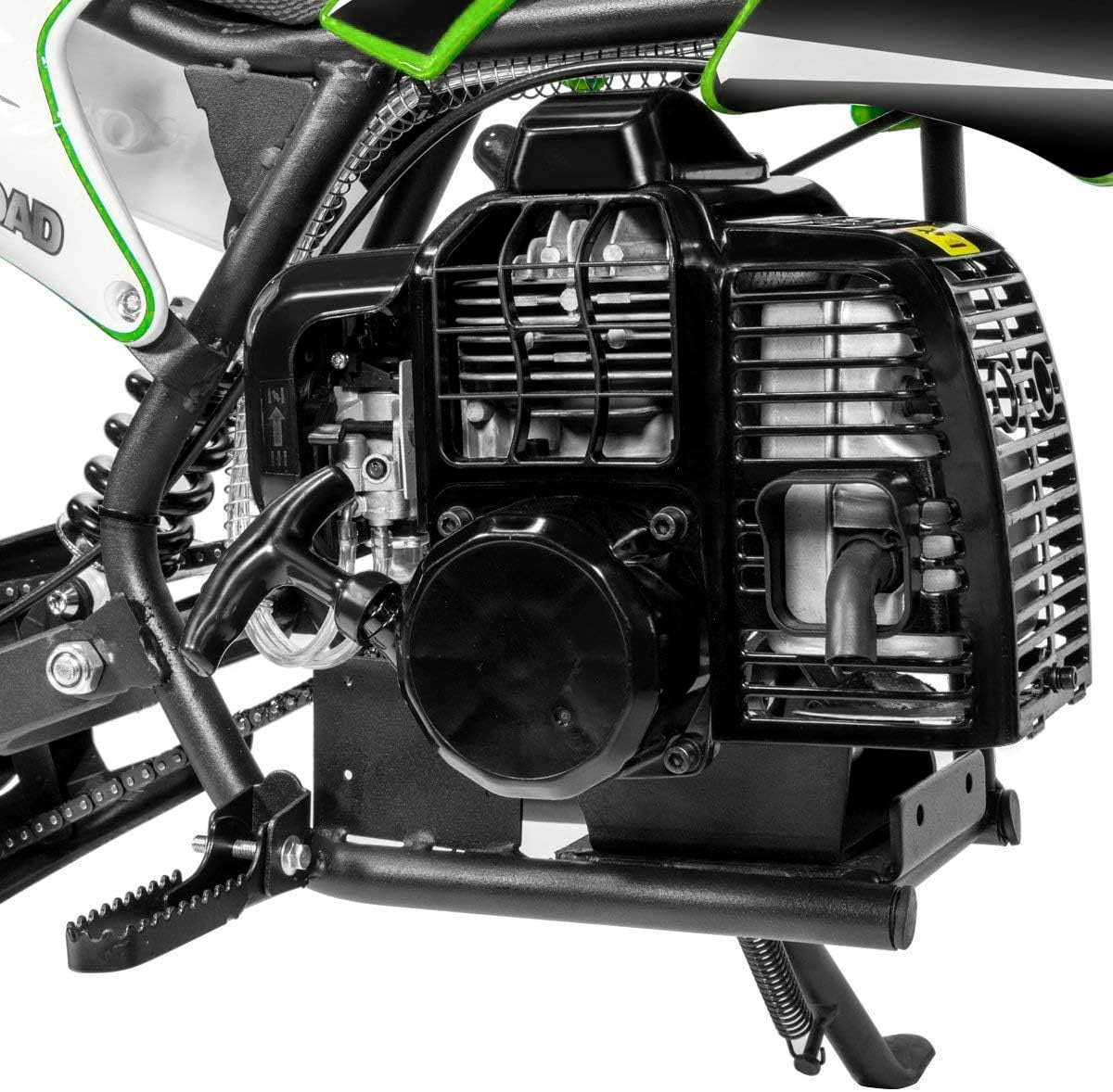 Track 7 49CC 2-Stroke Kids Dirt Bike, Off Road Gas Motorcycle, Up to 20Mph, Gas Dirt Bike w/Rear Suspension, Pull Start, Front & Rear Disc Brake, Green