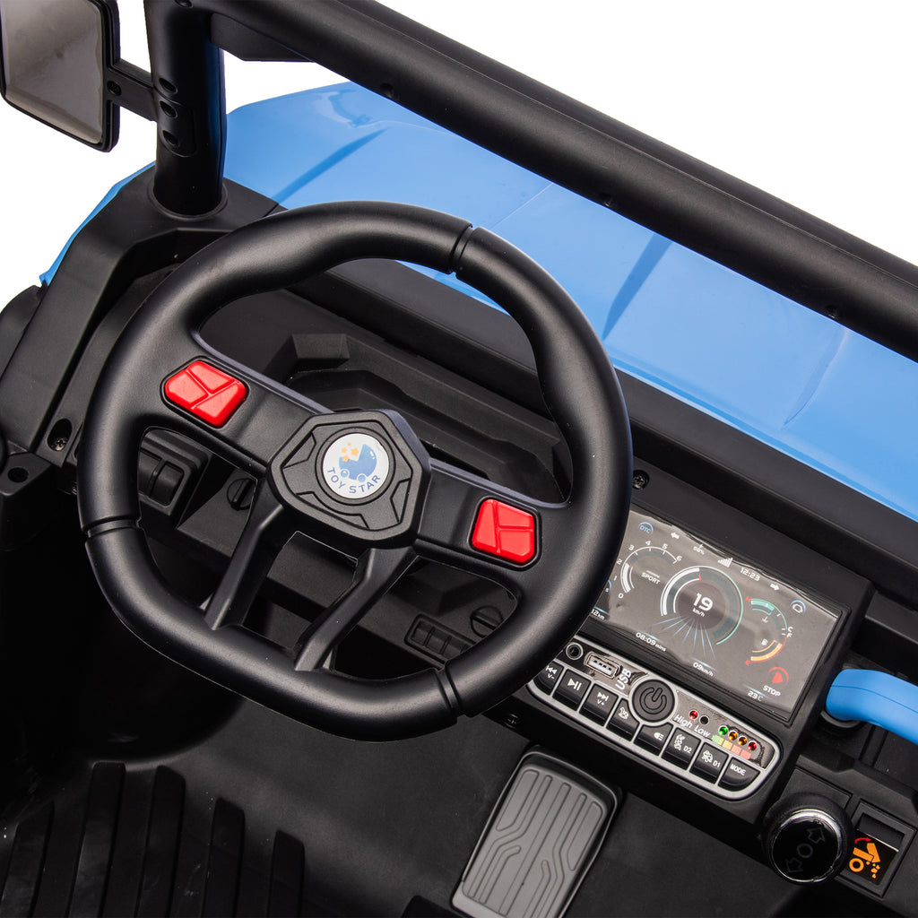 Track 7 24V Ride On Truck 2 Seater Ride On UTV with 2x200W Motor Ride On Dump Truck with Dump Bed/Shovel Ride On Car with Remote Control Electric Vehicle with Non-slip tyre for Boys Girls, Blue