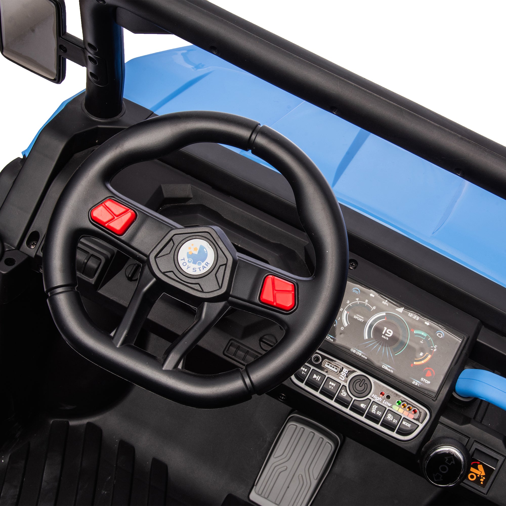 Track 7 24V Ride On Truck 2 Seater Ride On UTV with 2x200W Motor Ride On Dump Truck with Dump Bed/Shovel Ride On Car with Remote Control Electric Vehicle with Non-slip tyre for Boys Girls, Blue