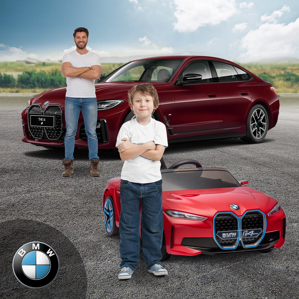 Track 7 Kids Ride on Car, 12V Licensed BMW i4 12V Electric Car with Remote Control, MP3, Age 3+, Red