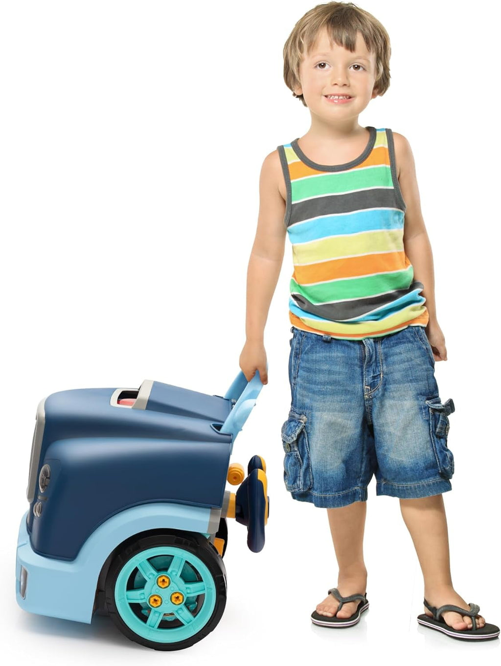 Track Seven Interactive Car Engine Toy Set, Kids Mechanic Repair Set, Build and Play with Engine Building Kit, Large Truck Toy Engine, Gifts  Boy and Girls Child, Blue