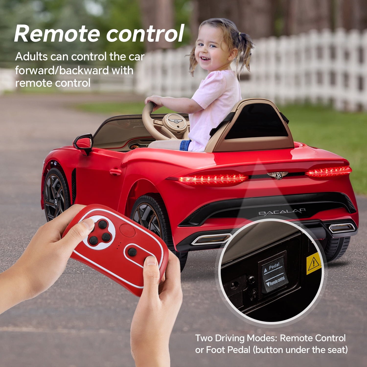 LISUEYNE Kids Ride on Car, 12V Licensed Bentley Mulsanne Electric Car for Kids Age 3+, Remote, Music, Red