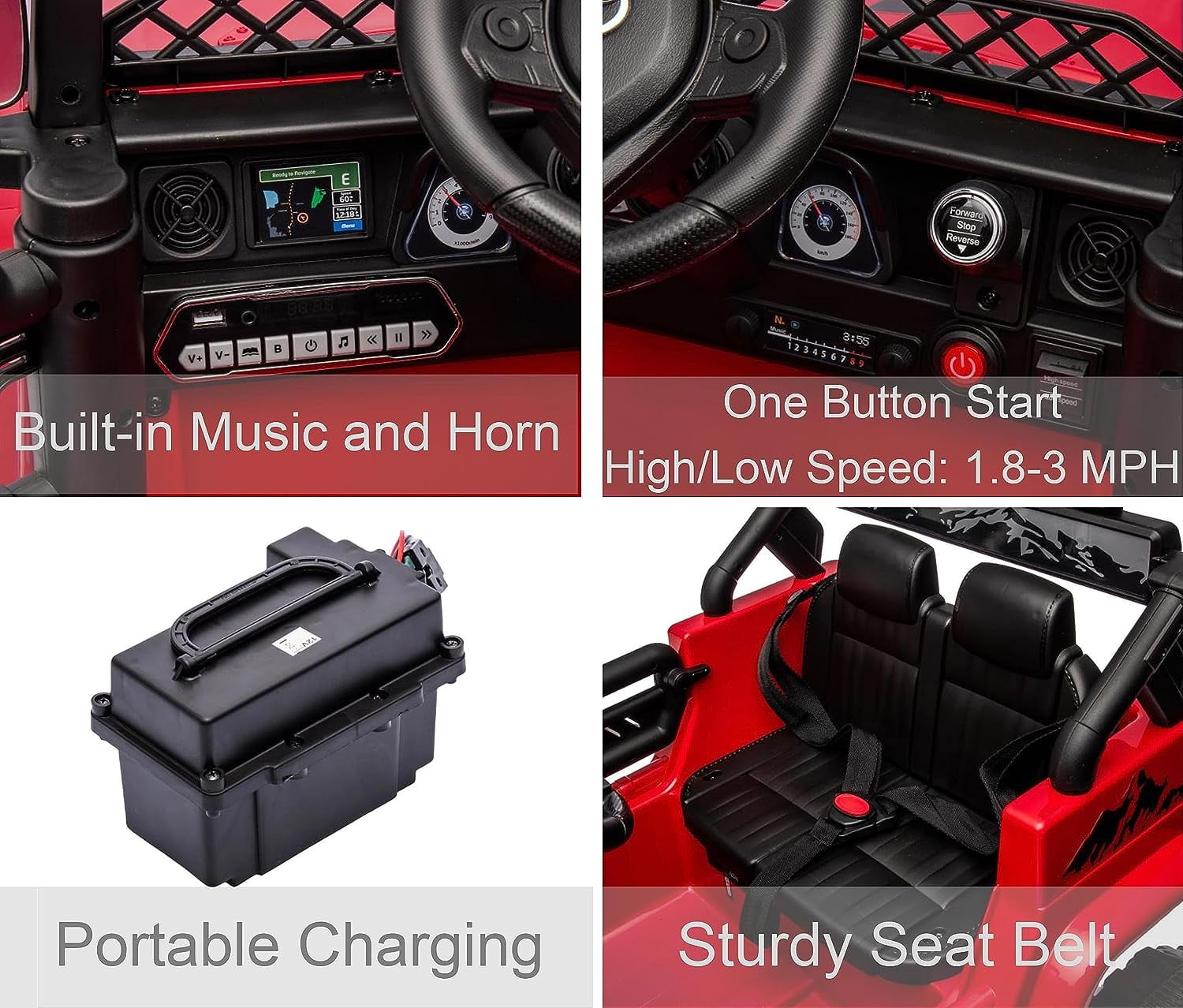 Track 7 Kids Ride on Truck, 12V Licensed Toyota FJ Cruiser Electric Car for Kids Age 3+, Ride on Car w/Remote Control, Power Display, Music, Red