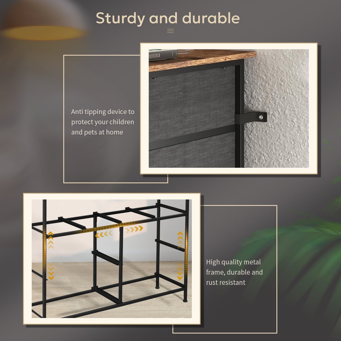 COOKCOK 8 Drawer Dresser - Fabric Storage Tower, Organizer Unit for Bedroom, Living Room, Hallway, Closets - Sturdy Steel Frame, Wooden Top & Easy Pull Fabric Bins