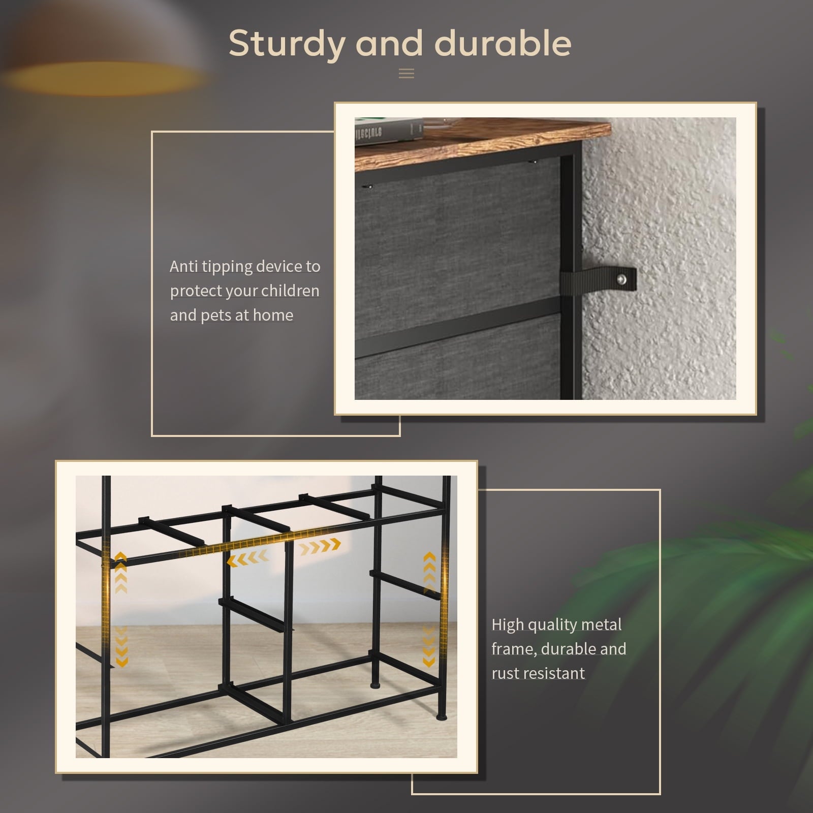 COOKCOK 8 Drawer Dresser - Fabric Storage Tower, Organizer Unit for Bedroom, Living Room, Hallway, Closets - Sturdy Steel Frame, Wooden Top & Easy Pull Fabric Bins