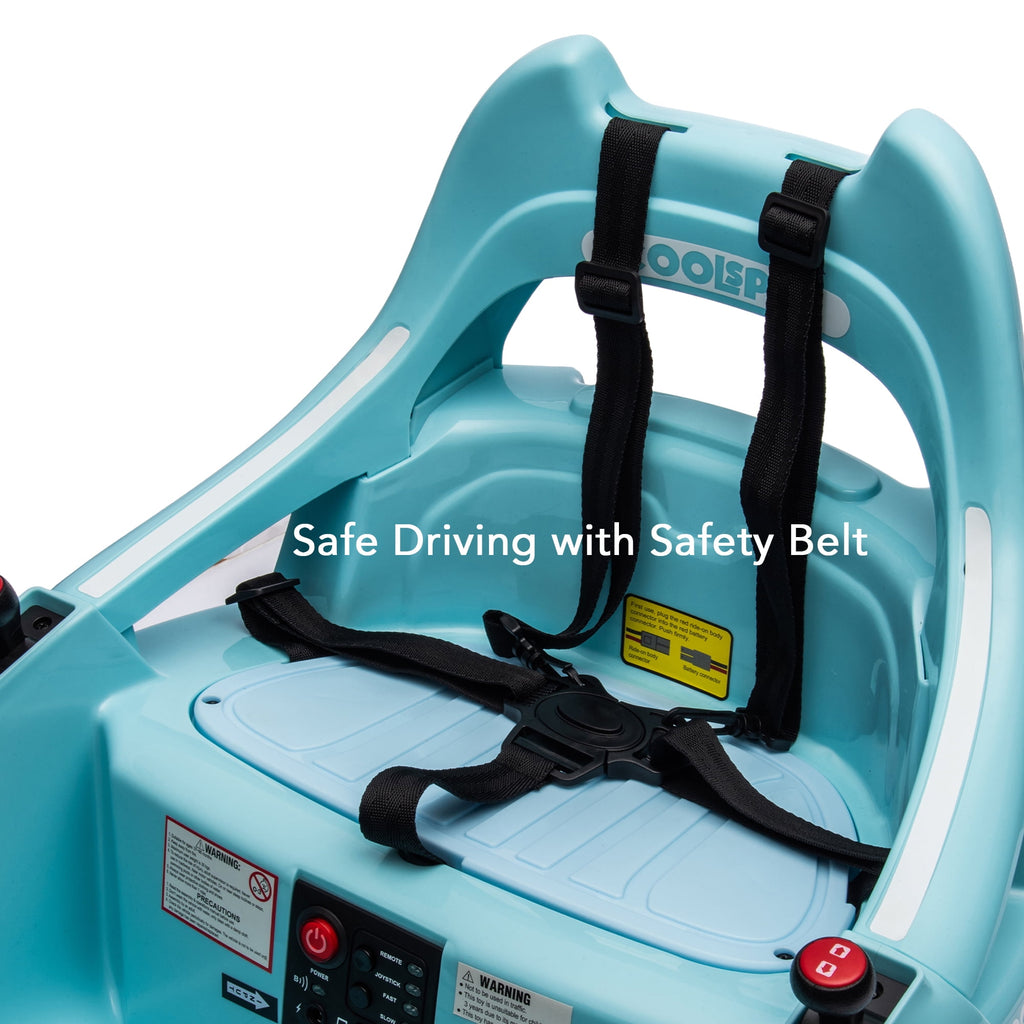 Track 7 12V Ride on Bumper Car, Electric Bumper Car for Kids & Toddlers, Remote Control, 2 Speed, Bluetooth, Music, 5 Lighting Mode, 360°Spin, Max 3.1mph, Blue