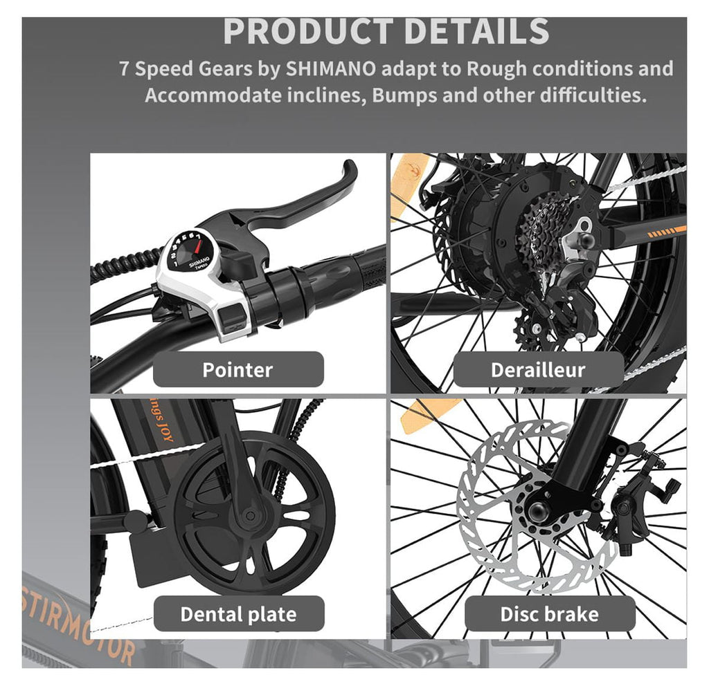 Track Seven Folding Electric Bike, 500W Motor, 20" Tier E-Bike,Removable 36V/13Ah Li-ion Ebike, Adjustable Seat, Dual Disc Brakes, LCD Display, Max Speed 19.9mph