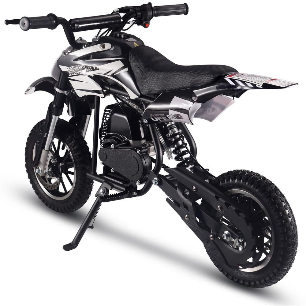 Track 7 50CC 2-Stroke Kid Dirt Bike, Off Road Gas Motorcycle, Trail Bike Up to 25Mph, EPA Approved Kids Gas Dirt Bike W/Rear Suspension, Pull Start, Front & Rear Disc Brake, Black