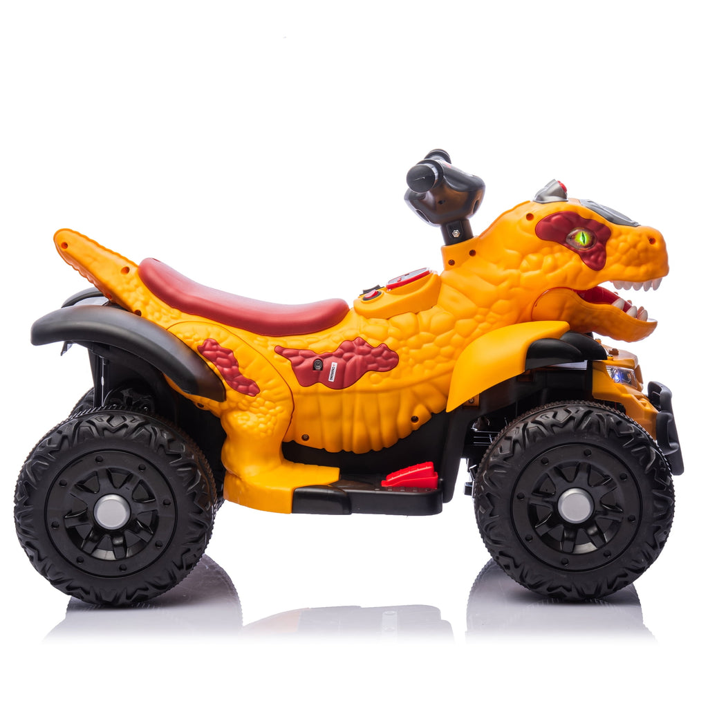 Track 7 12v Electric Ride-On Car, Dinosaur Shape Design, 2WD, Music, Bluetooth & Microphone, Indoor& Outdoor Ride-On Toy for Boys Girls Age 2-5, Yellow