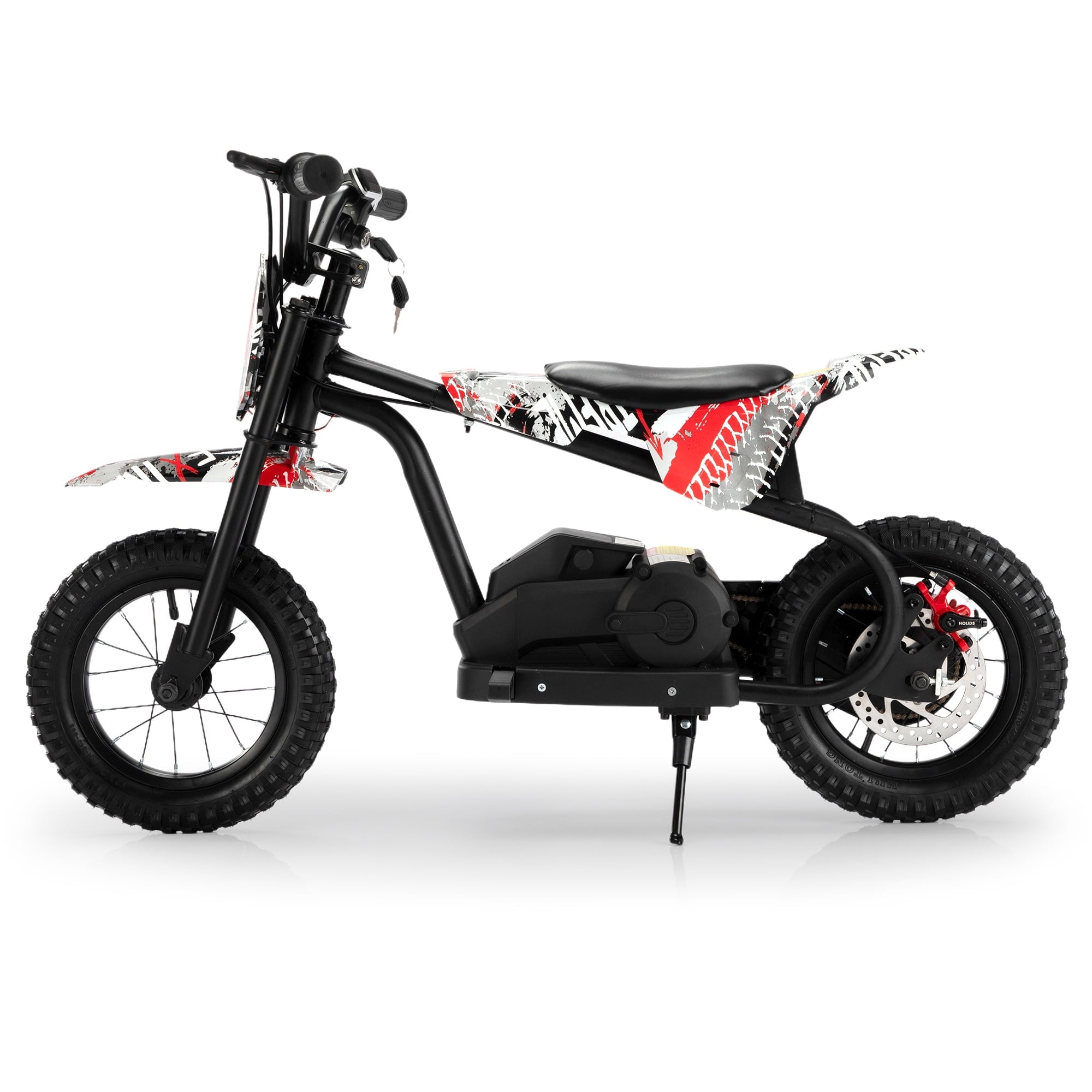 Track 7 24V Electric Dirt Bike, Kids Ride-On Motorcycle with LED Lights, Adjustable Speed, Rear Disc Brake, Power Display, Max Speed 13 mph, 24V Ride On Car Toy for Boys Girls Age 6+,Red