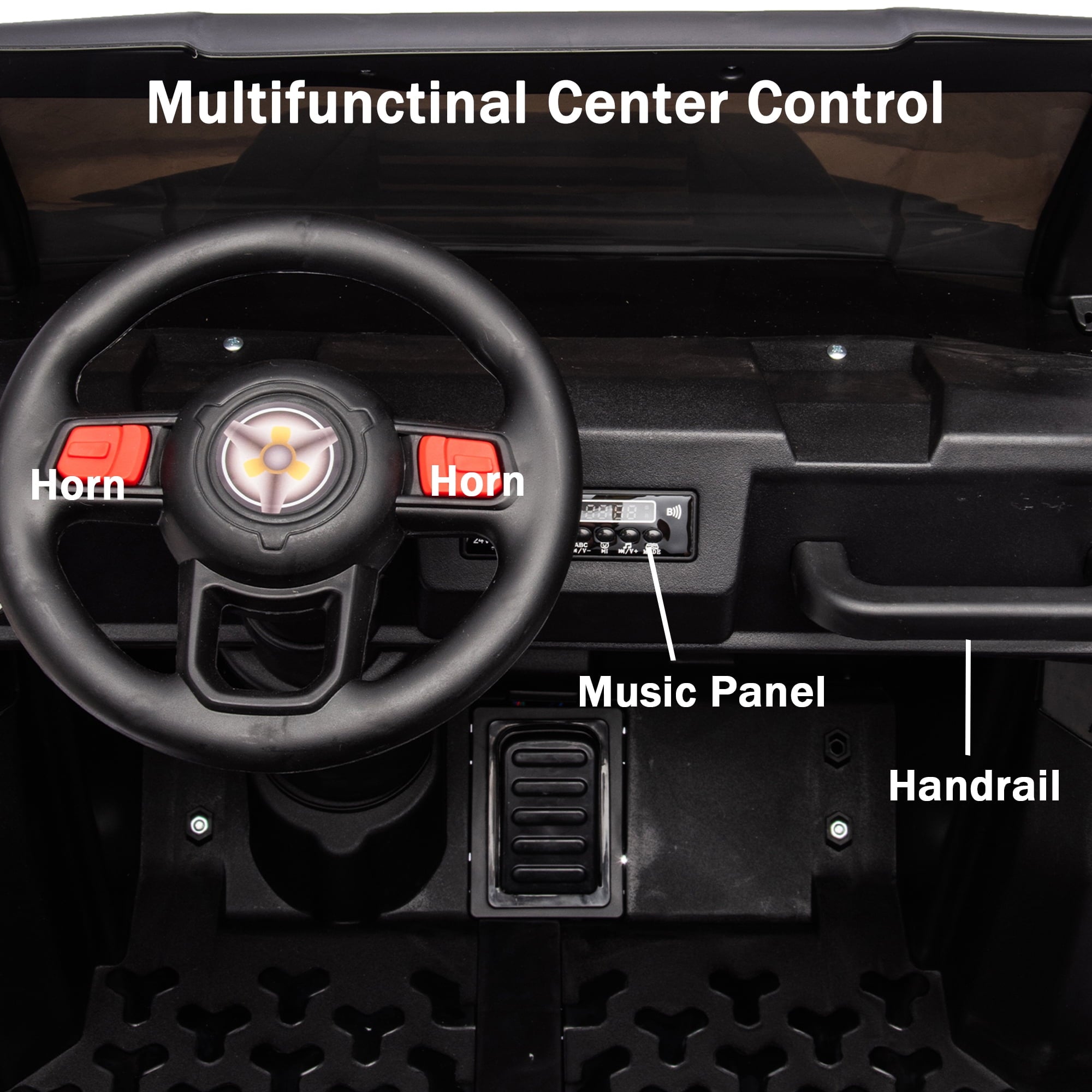Track Seven 24V Ride on Car, 2-Seater Ride On Dump Truck, 6 Wheels Electric Car with Remote Control, Music, Shift Lever, off-Road Ride on UTV, Black