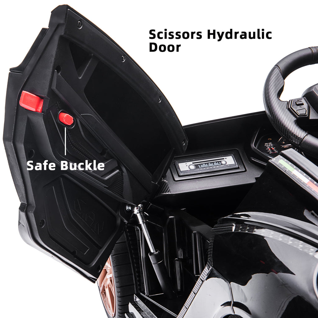 LISUEYNE Kids Ride on Car, 12V Lamborghini Sian Electric Car for Boys Girls, Remote Control, Black