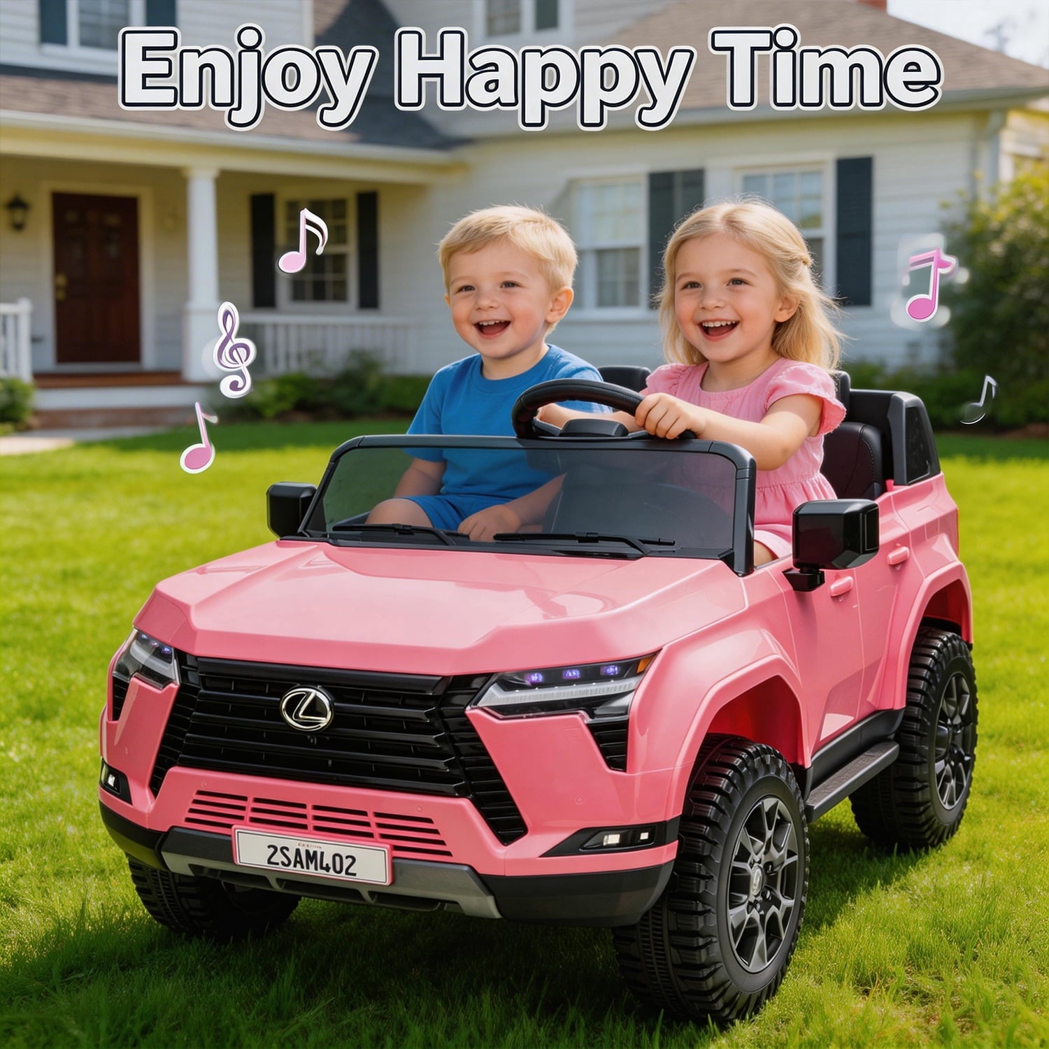Track Seven 24V Ride on Car, Licensed Lexus GX550 2-Seater Electric Car with Remote Control, Bluetooth, LED Lights, Four-Wheel Suspension, 24V Electric Ride on Toy Car for Kids Aged 3+