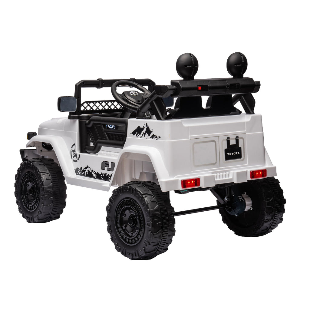 Track 7 Kids Ride on Truck, 12V Licensed Toyota FJ Cruiser Electric Car for Kids Age 3+, Ride on Car w/Remote Control, Power Display, Music, White