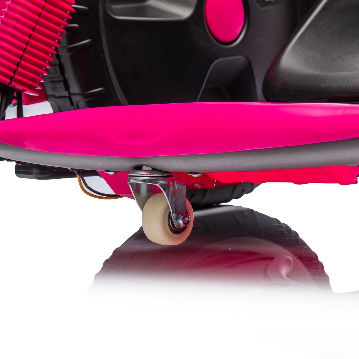 Track 7 12V Kids Ride On Car, 16" Exaggerated Wheel Electric Go Kart, Dual Handle Control, 360 Degree Steering Rotation, Max Speed 4.66 mph, DIY Stickers, Electric Car for Boys Girls Age 6+, Pink