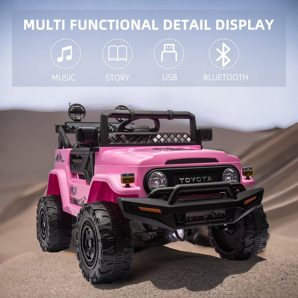 Track 7 Kids Ride on Truck, 12V Licensed Toyota FJ Cruiser Electric Car for Kids Age 3+, Ride on Car w/Remote Control, Power Display, Music, Pink