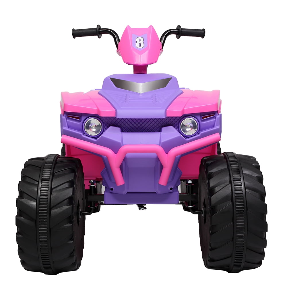 Track 7 12V All Terrain Vehicle, Dual Drive, 2 speed adjustable, with MP3 player, radio, USB port, Slow Start, Pink & Purple