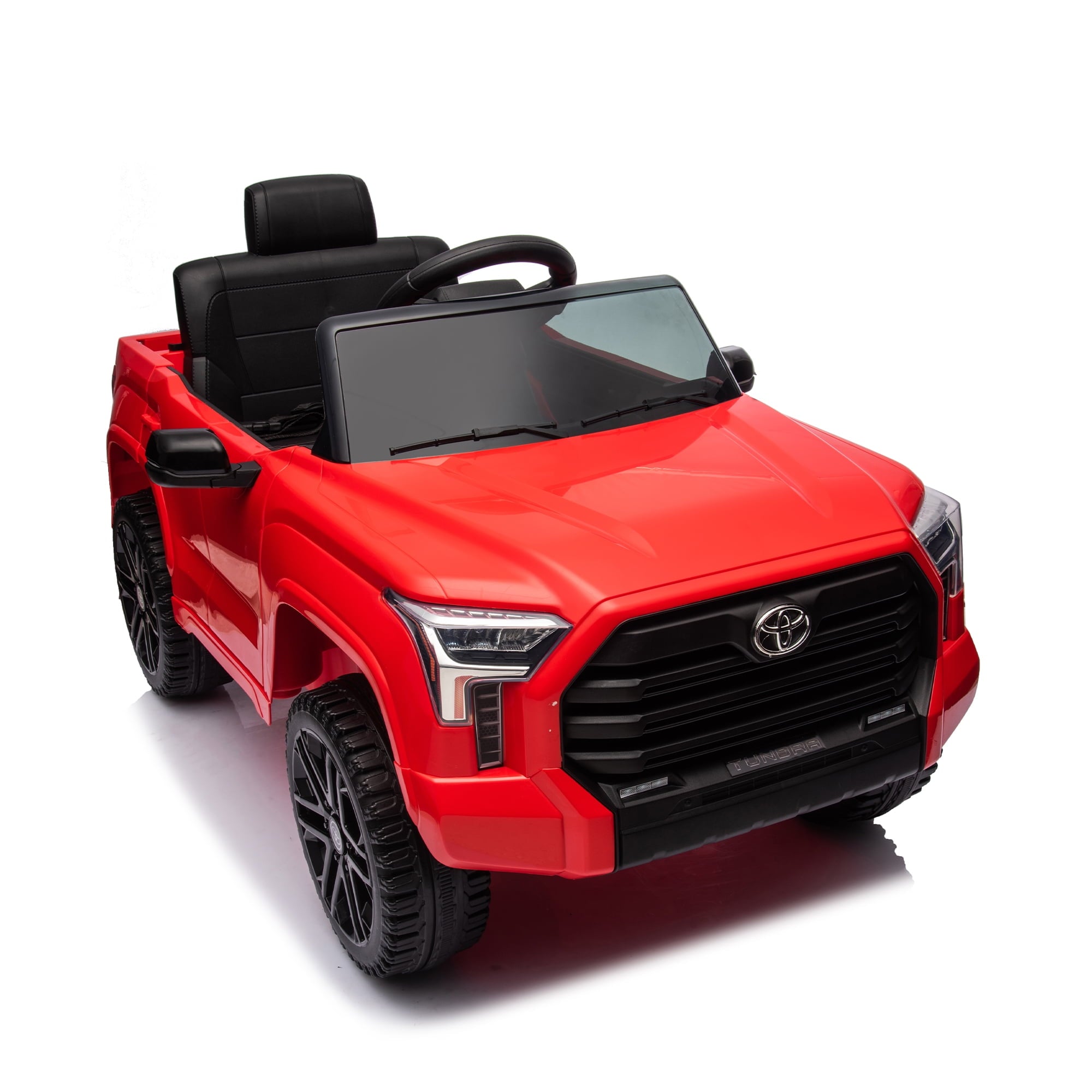 Track 7 Kids Ride on Car, 12V Licensed Toyota Tundra Pickup Electric Car with Remote Control, Music, LED Lights, Toyota Electric Vehicle Toy, Red