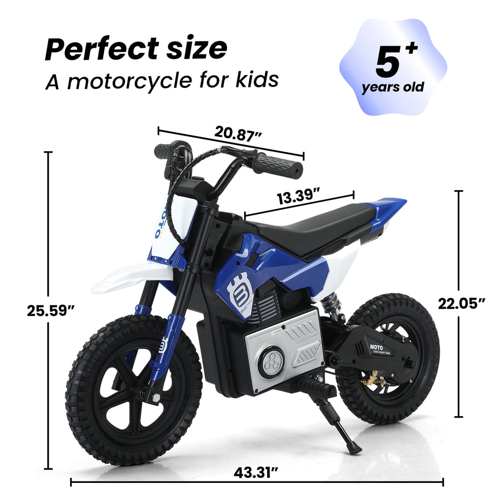 Track 7 24V Ride on Motorcycle, 200W Motocross Electric Dirt Bike with Hand Operated Brakes, Adjustable Speed, LED Lamp, Music, Max Speed 10mph, Electric Motorcycle for Kids Age 5+, Red