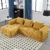 BISHE 37.5 in Modular Sectional Sofa with Chaise, Modern L-Shaped Cloud Couch, Easy Assembly, No Compression Damage, Chenille Upholstered, Deep Seat, Includes Throw Pillows, Black