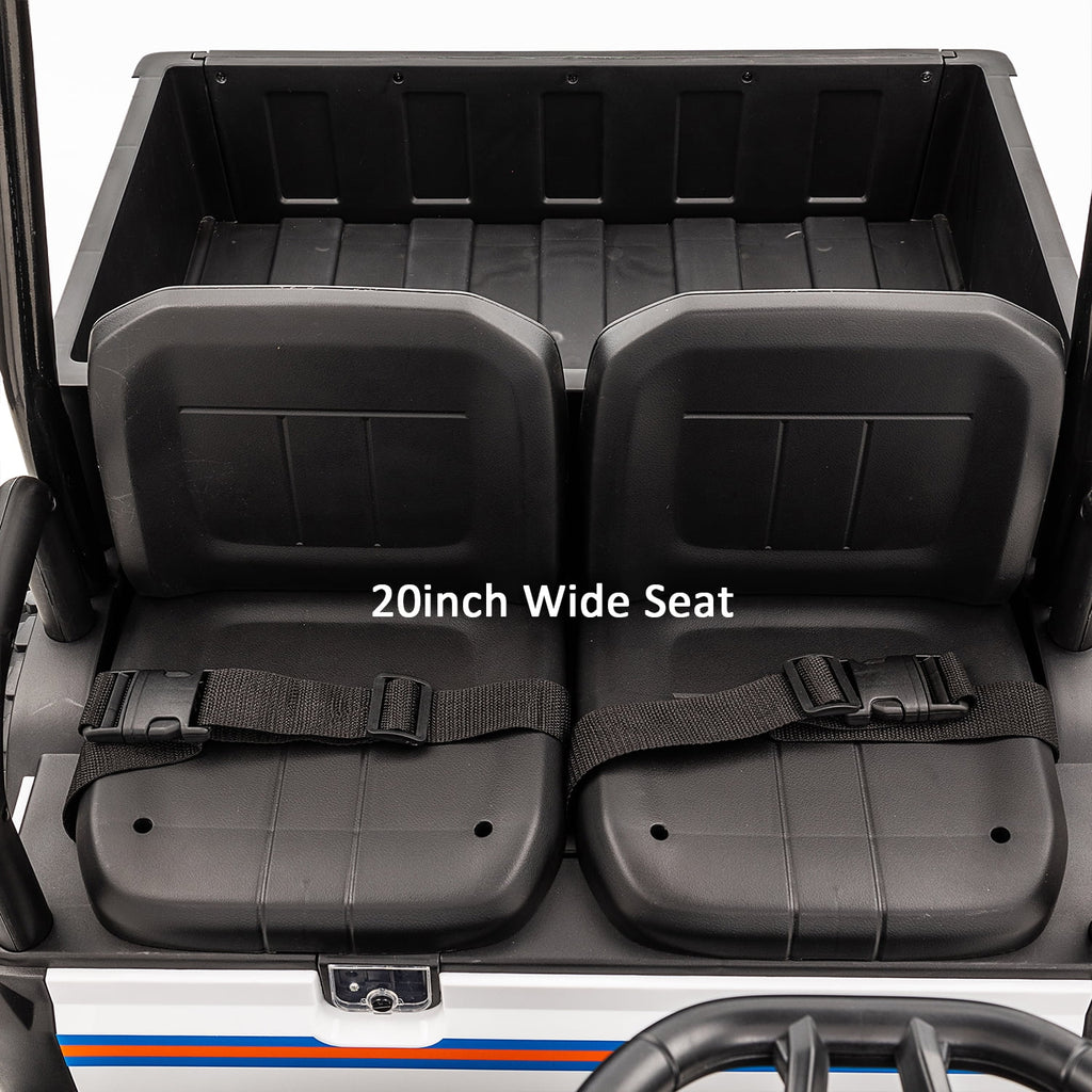 Track Seven 2-Seater 24V Ride on Car, Electric off-Road Truck with Remote Control, Removable Sunshade, Bluetooth, Rear Storage, 20" Wide Seat, Ride on Toy Car for Boys Girls Aged 3+, Blue