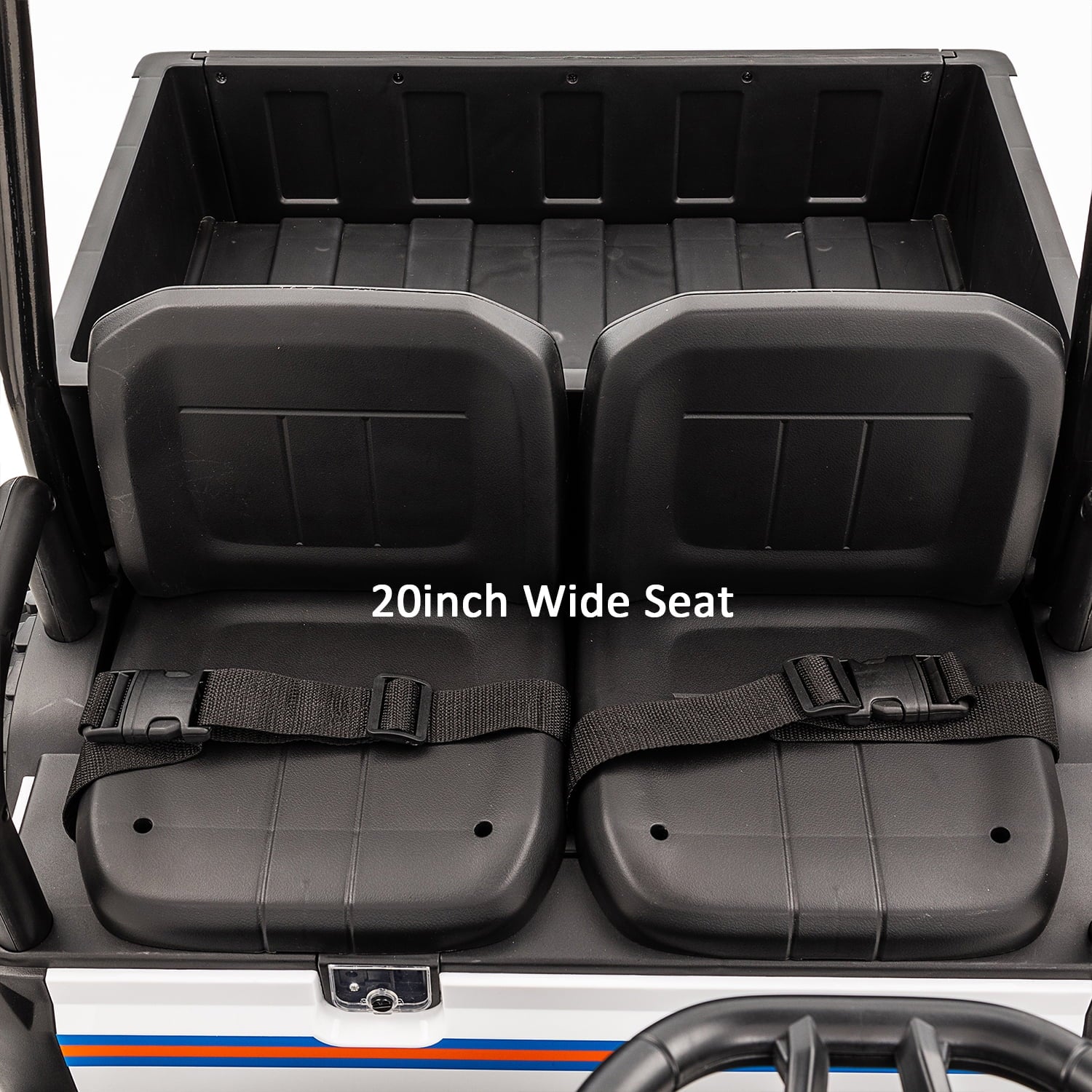 Track Seven 2-Seater 24V Ride on Car, Electric off-Road Truck with Remote Control, Removable Sunshade, Bluetooth, Rear Storage, 20" Wide Seat, Ride on Toy Car for Boys Girls Aged 3+, Blue