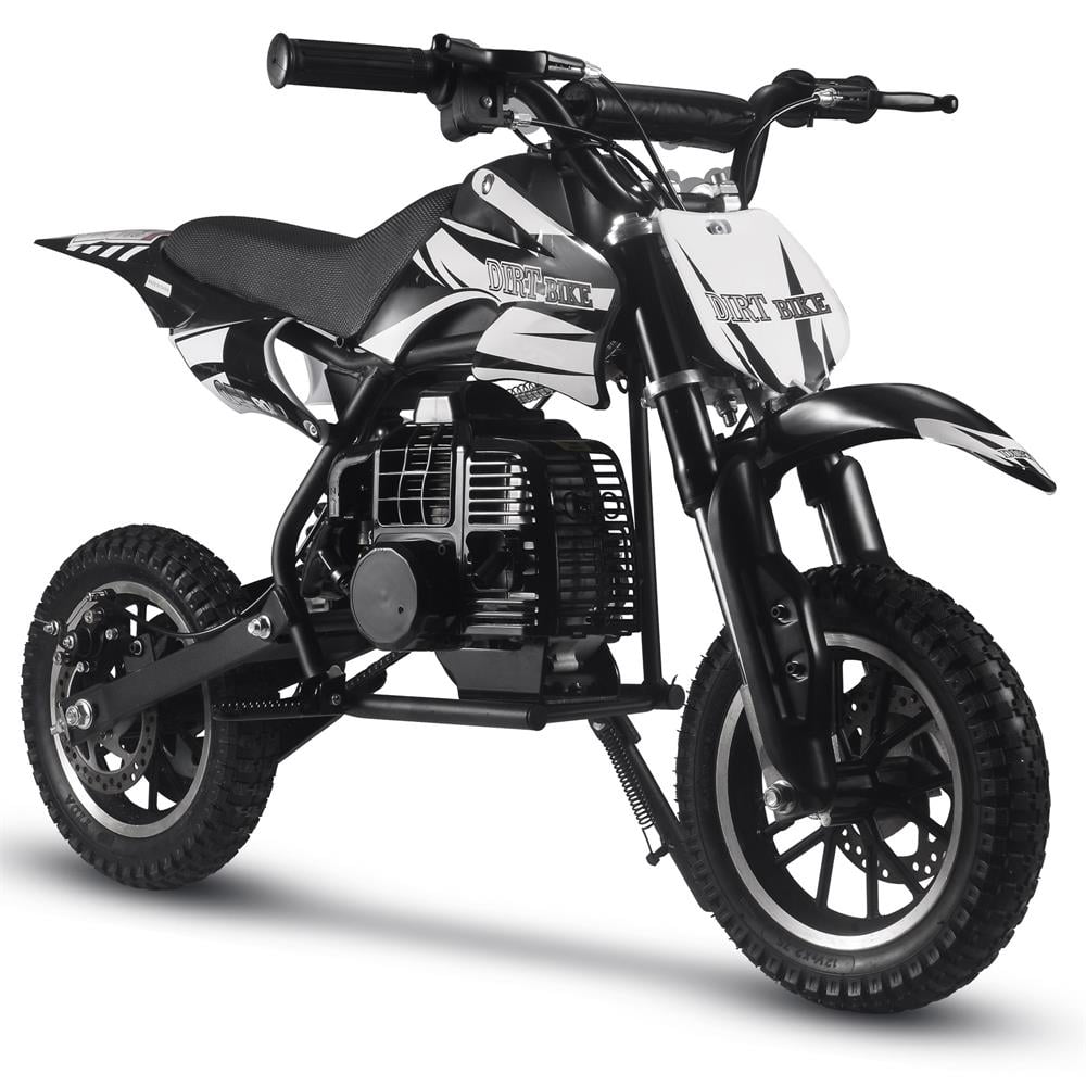 Track 7 50CC 2-Stroke Kid Dirt Bike, Off Road Gas Motorcycle, Trail Bike Up to 25Mph, EPA Approved Kids Gas Dirt Bike W/Rear Suspension, Pull Start, Front & Rear Disc Brake, Black