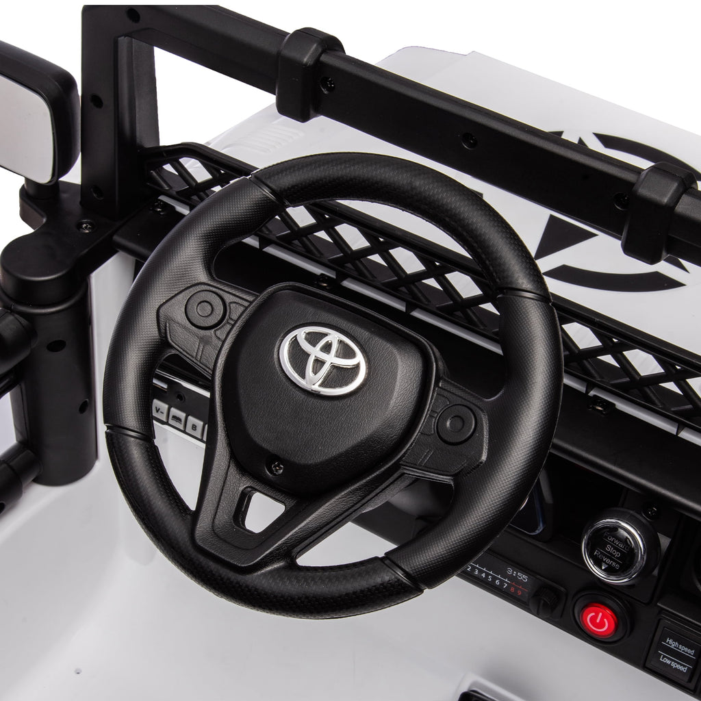 Track 7 Kids Ride on Truck, 12V Licensed Toyota FJ Cruiser Electric Car for Kids Age 3+, Ride on Car w/Remote Control, Power Display, Music, White