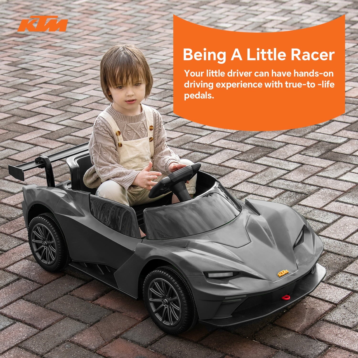 Track Seven 12V Ride on Car with Remote Control, Licensed KTM X-BOW GTXR Electric Car for Kids Age 3+, Music, Ride on Toy Electric Vehicle, Black