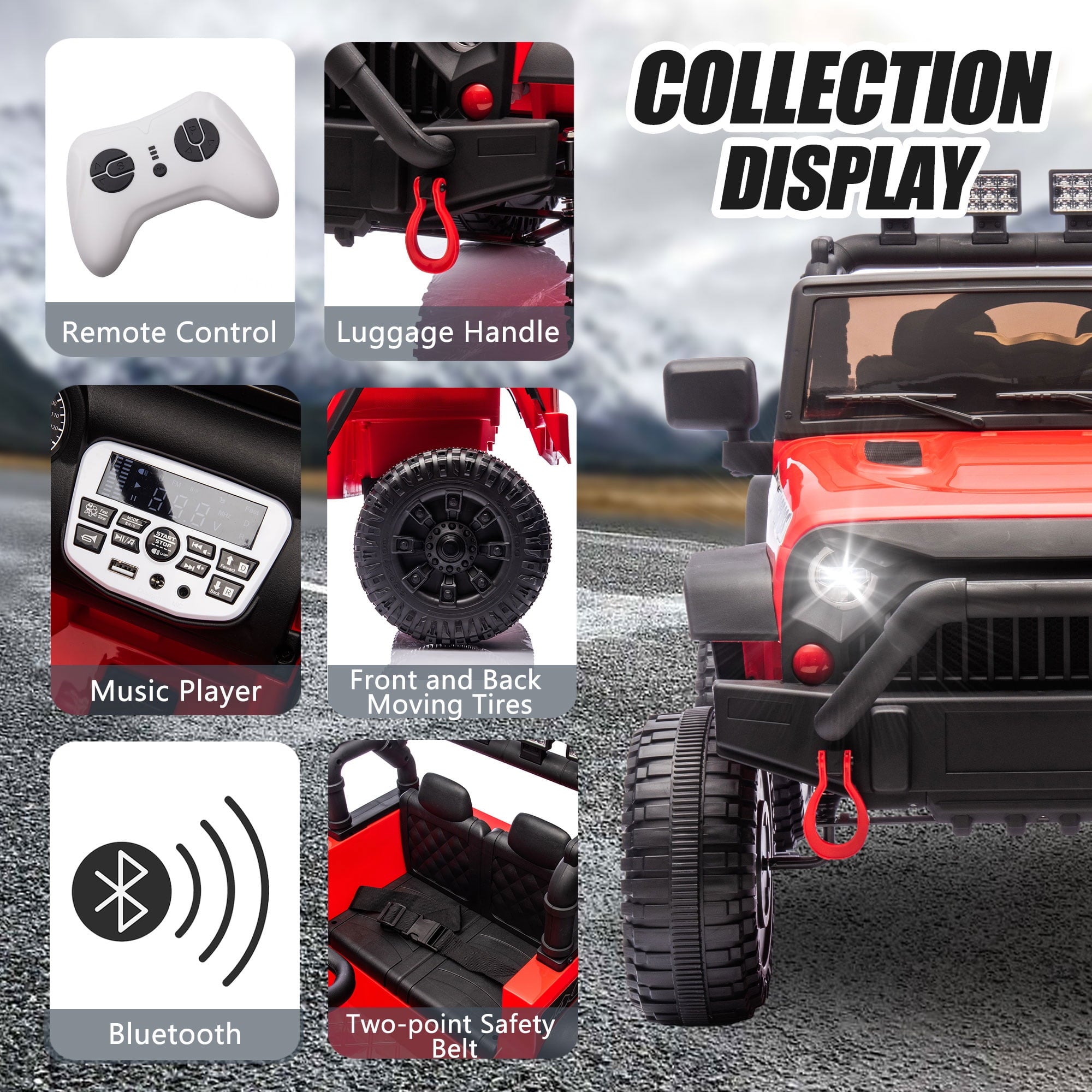 SUSIELADY 24V Kids Ride On Truck, with Remote Control, 400W Electric Vehicle w/3 Speeds, Bluetooth, Music Player, Power Display, for Kids Aged 3+