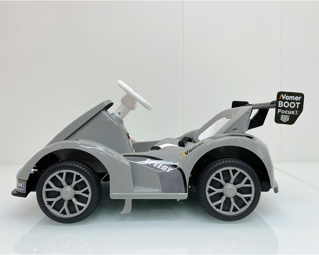 Track 7 12V Electric Go Kart for Kids, 4 Wheeler Pedal Car for Boys Girls, Dual Drive Ride on Car Toys for Toddlers Kids 3-6 w/Parent Remote Control, 3-Point Safety Belt, Gray