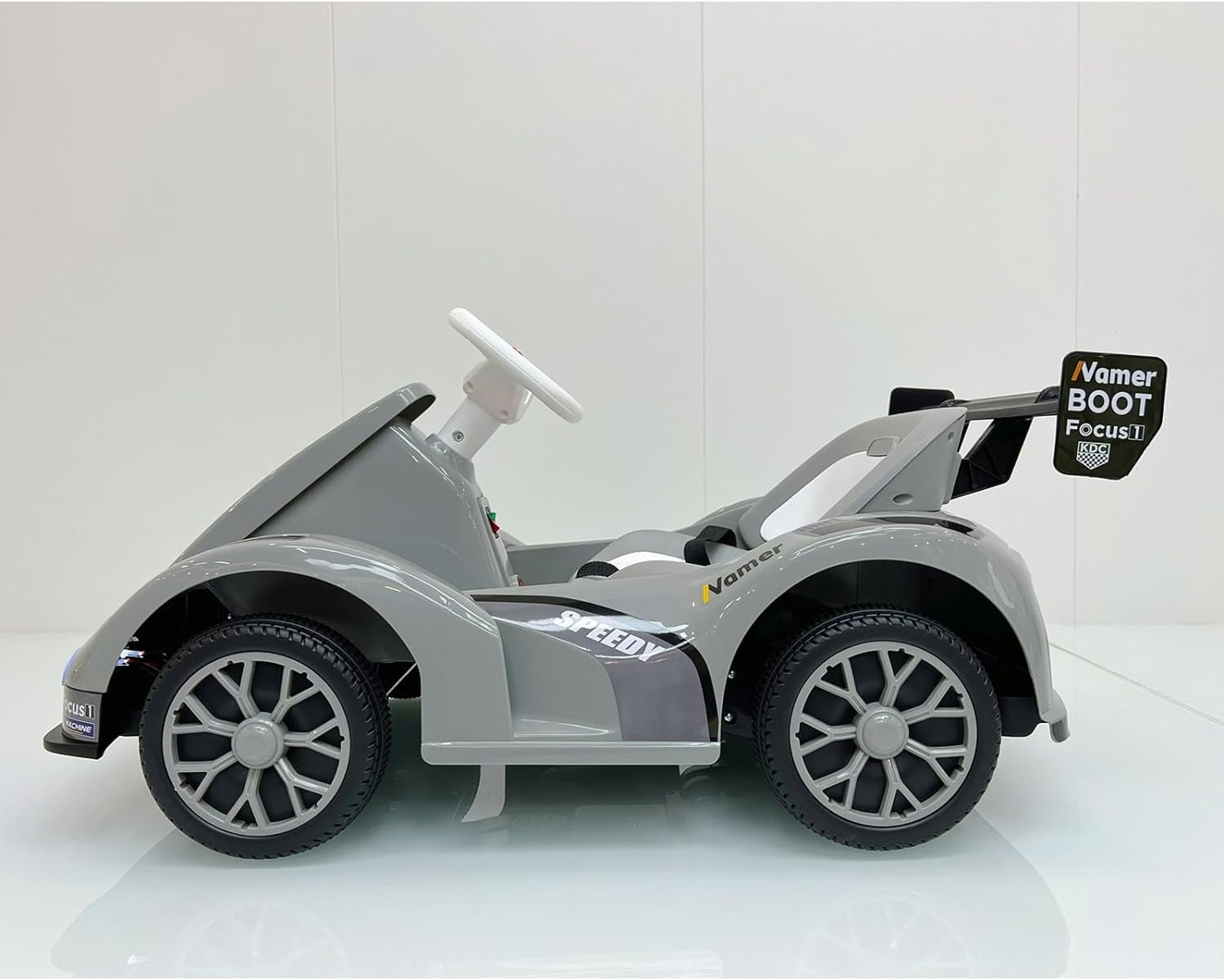 Track 7 12V Electric Go Kart for Kids, 4 Wheeler Pedal Car for Boys Girls, Dual Drive Ride on Car Toys for Toddlers Kids 3-6 w/Parent Remote Control, 3-Point Safety Belt, Gray