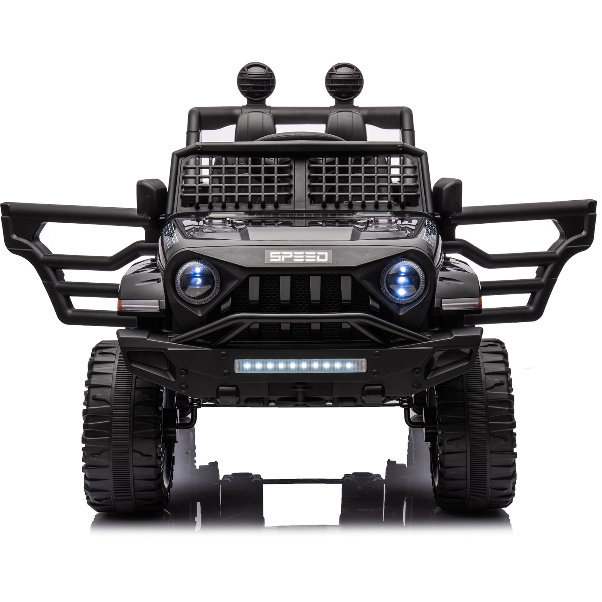 Track 7 Kids Ride on Truck, 12V Ride on Car with Remote Control, Kids Electric Car, Bluetooth, LED Lights, MP3, Black