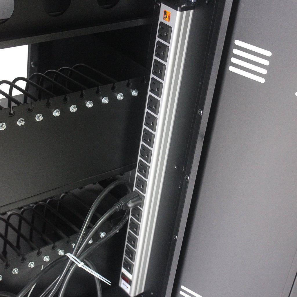 COOKCOK Mobile Charging Cart and Cabinet for Tablets Laptops 30-Device With Combination Lock, Black