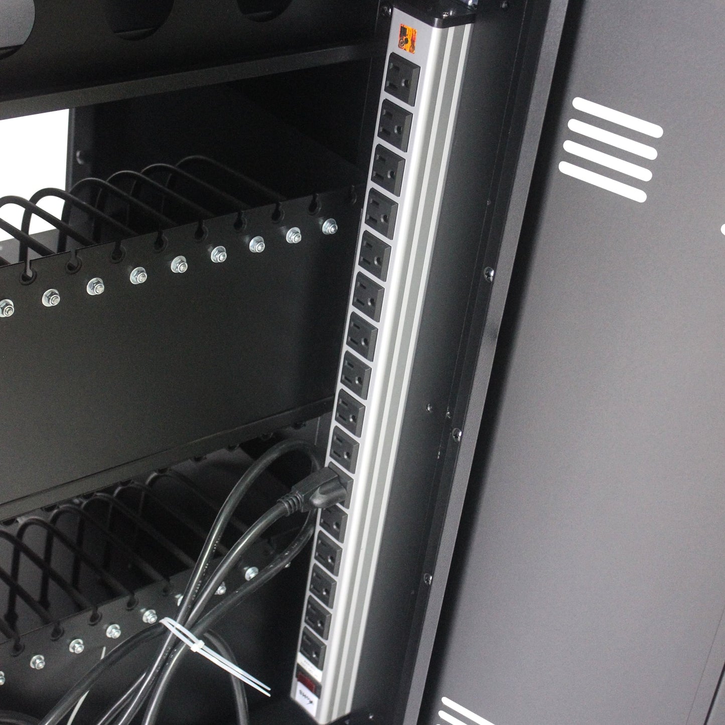 COOKCOK Mobile Charging Cart and Cabinet for Tablets Laptops 30-Device With Combination Lock, Black