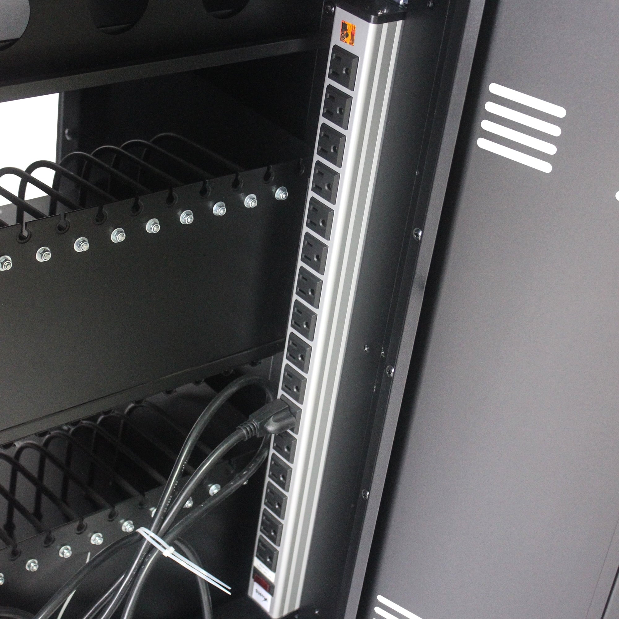 COOKCOK Mobile Charging Cart and Cabinet for Tablets Laptops 30-Device With Combination Lock, Black