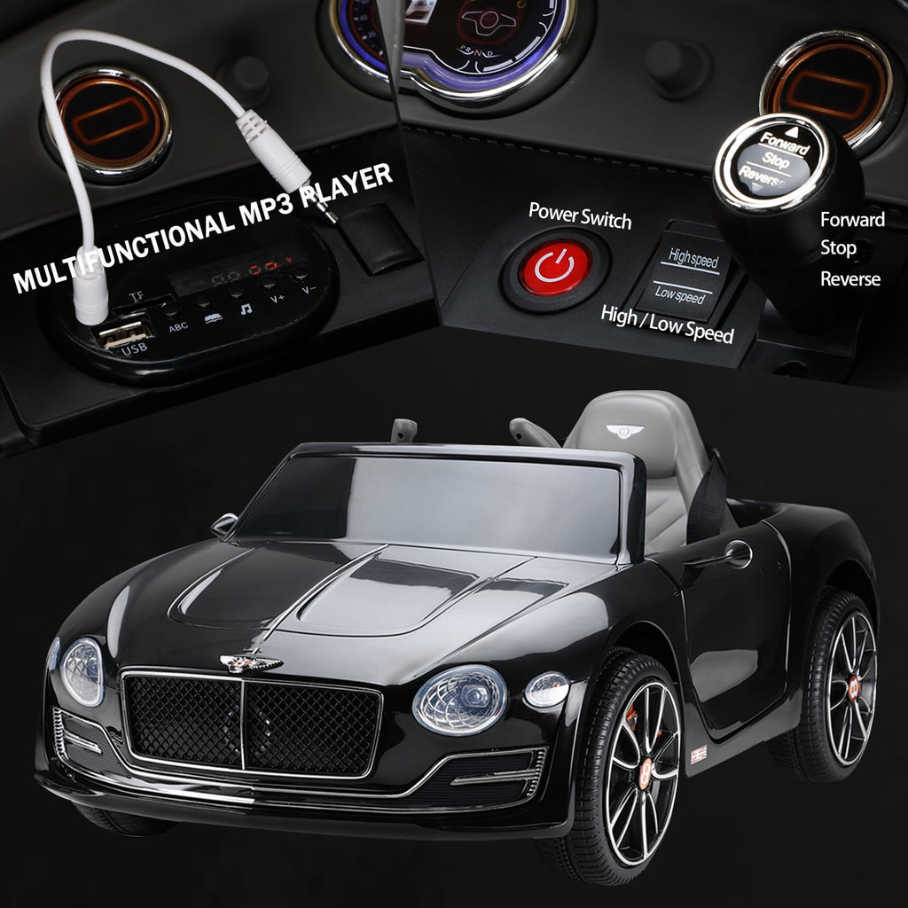 LISUEYNE Official Licensed Bentley Ride on Car, 12V Electric Car for Boys Girls Age 3+, Ride on Car w/Remote Control, Music, Black